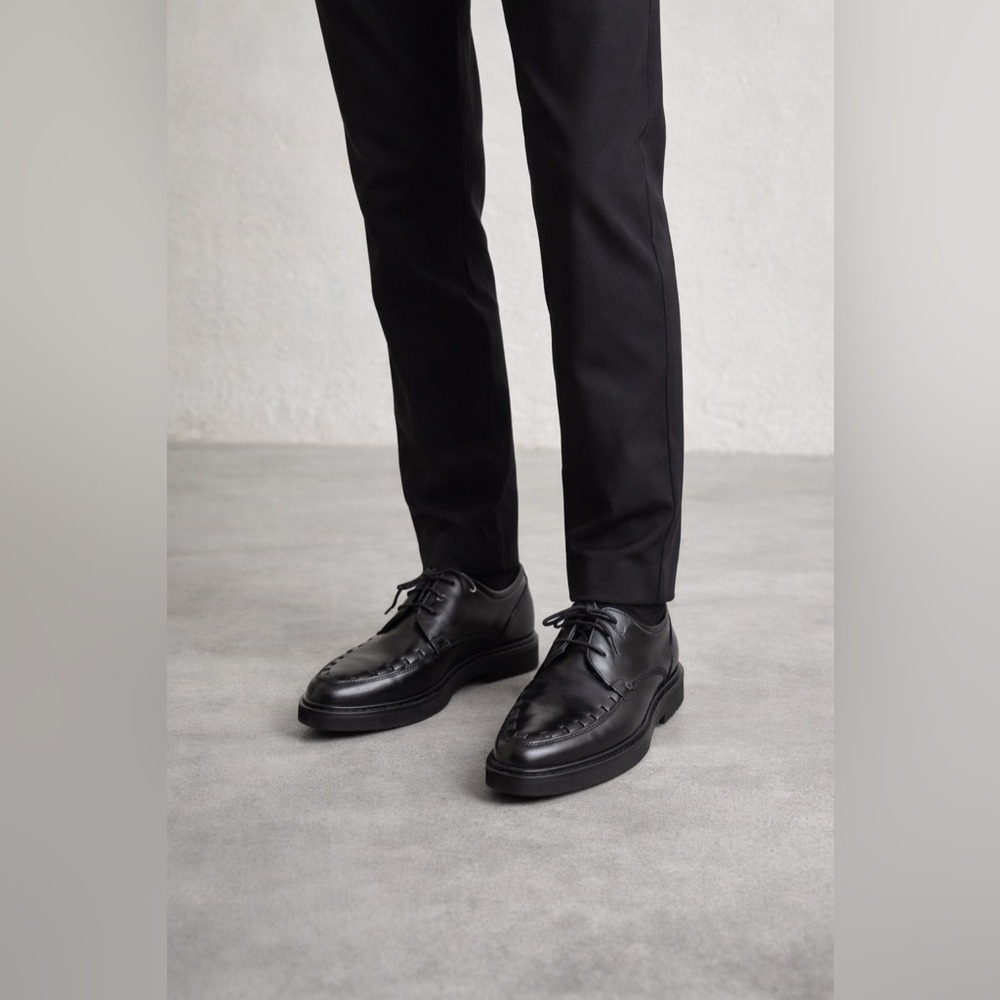 ALL SAINTS Black Topper Pointed Toe Derby Dress Shoes Mens eu 46 NWOT - Picture 1 of 15